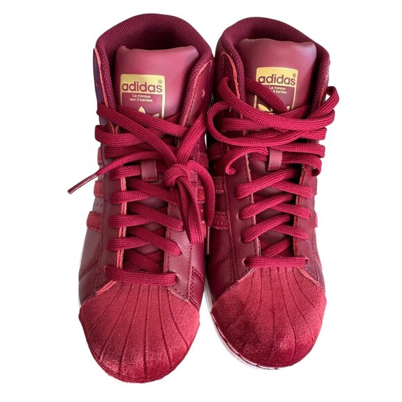 Adidas Originals Pro Model High Top Sneakers Size 5‎ Burgundy Velvet NIB - Picture 2 of 9